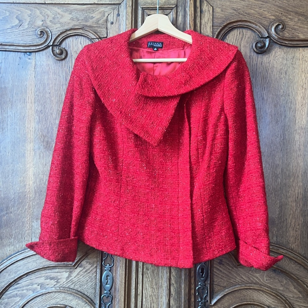 Juliana Collezione Red Tweed Jacket - Picture 3 of 11
